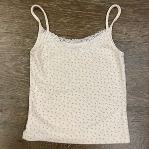 Brandy Melville OS tank cream flowers